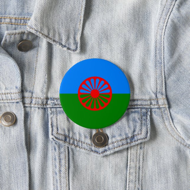 Romani Flag 7.5 Cm Round Badge (In Situ)