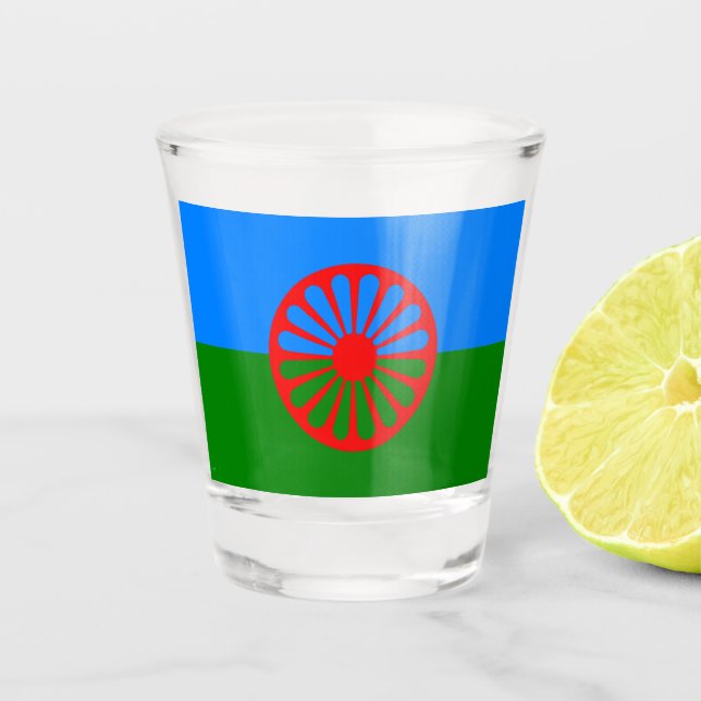 Romani Flag Shot Glass (Front)