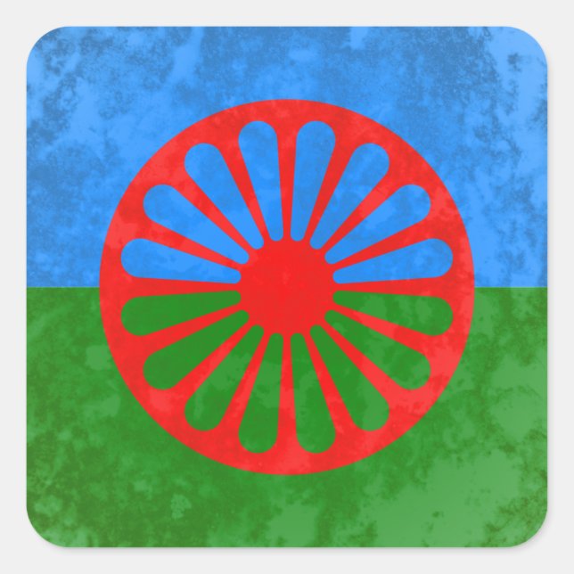 Romani flag square sticker (Front)