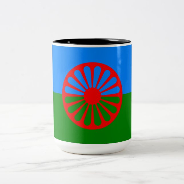 Romani Flag Two-Tone Coffee Mug (Center)