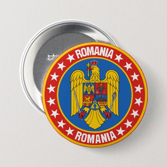 Romania                                            7.5 cm round badge (Front & Back)