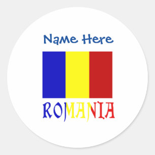 Romania and Romanian Flag Blue Personalisation  Classic Round Sticker