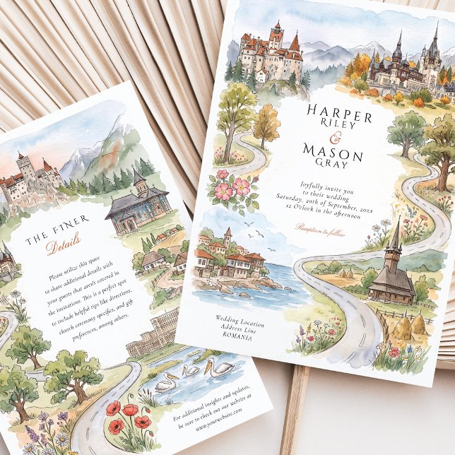 Romania Bran Castle Peles Castle Wedding Invitation (Creator Uploaded)
