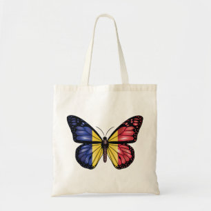 Romania butterfly monarch flag tote bag