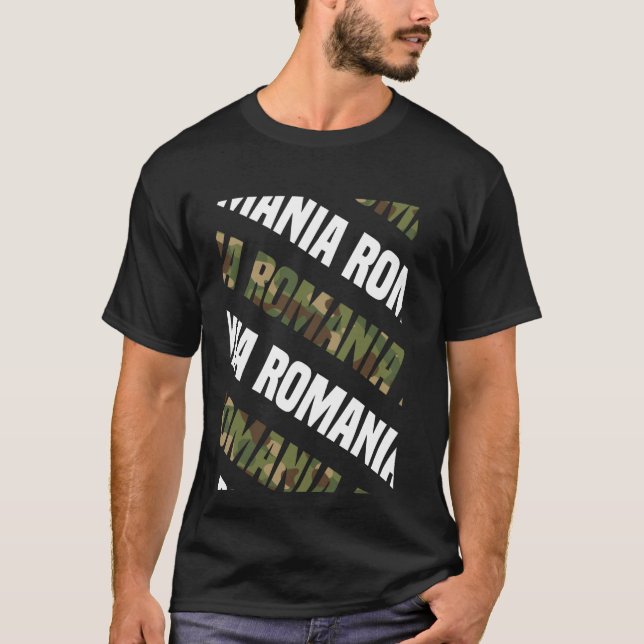 Romania Camo Pattern Green Camouflage T-Shirt (Front)