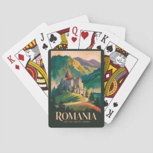 Romania Castle Landscape Illustration Travel Art Playing Cards