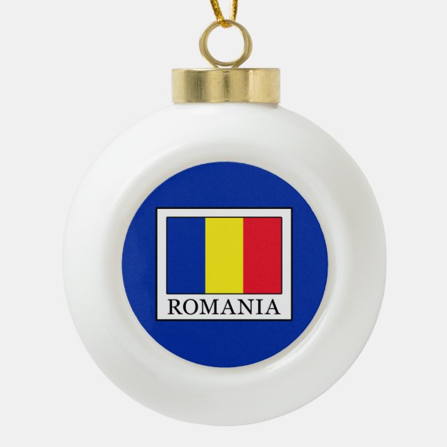 Romania Ceramic Ball Christmas Ornament (Front)