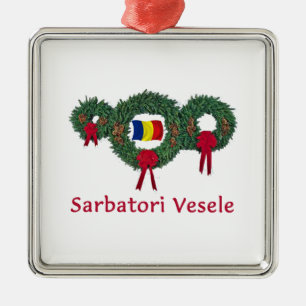 Romania Christmas 2 Metal Tree Decoration