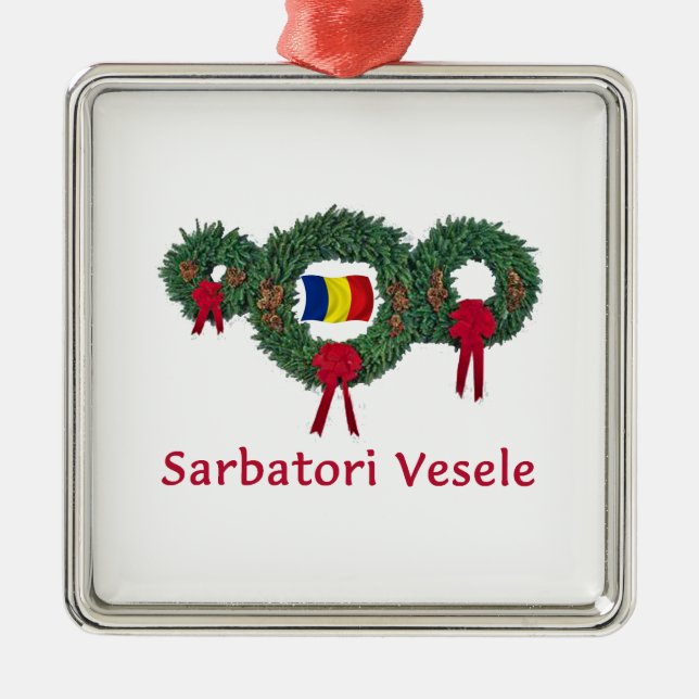 Romania Christmas 2 Metal Tree Decoration (Front)