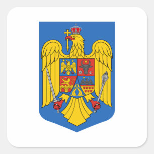 Romania country coat arms symbol emblem flag square sticker