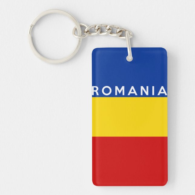 romania country flag symbol name text key ring (Front)