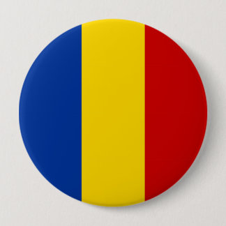 Romania country long flag symbol 10 cm round badge