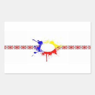 romania country traditional flag motif splatter sy rectangular sticker