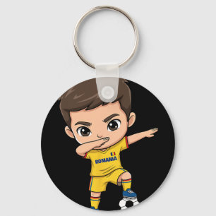 Romania Dab Kid Goal Cartoon Romanian Flag For Boy Key Ring