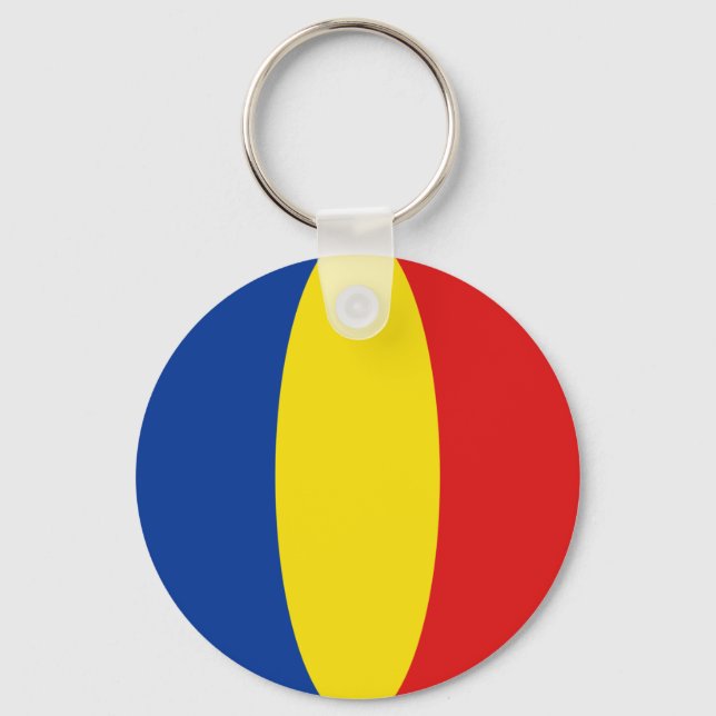Romania Fisheye Flag Keychain (Front)