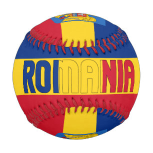 Romania Flag and Coat of Arms Patriotic Baseball