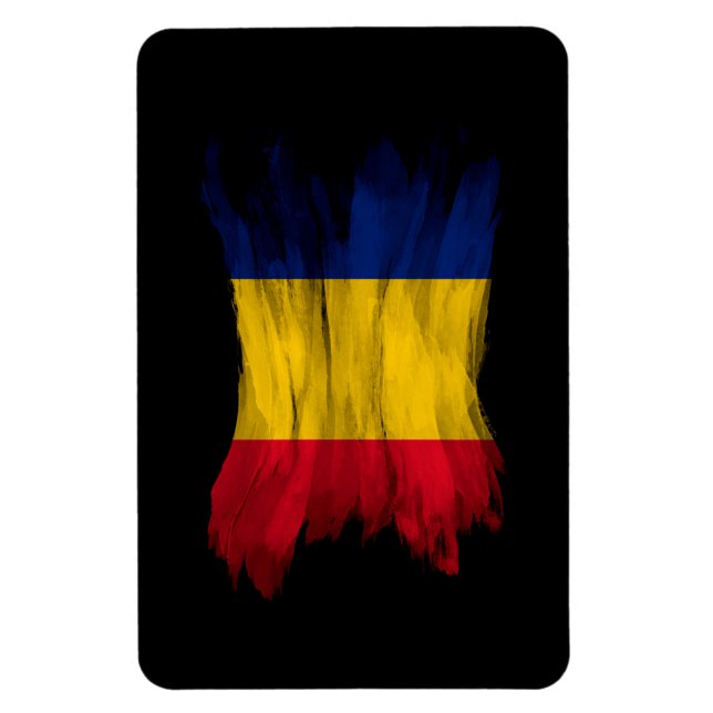 Romania flag brush stroke, national flag magnet (Vertical)