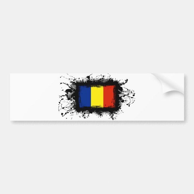 Romania Flag Bumper Sticker (Front)