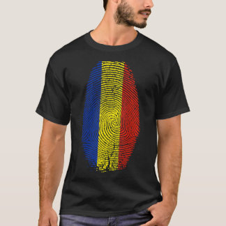 Romania Flag Fingerprint It Is In My Dna  For Roma T-Shirt
