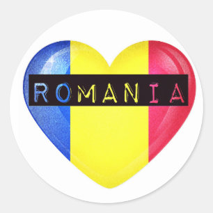 Romania Flag Heart Classic Round Sticker