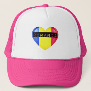 Romania Flag Heart Trucker Hat