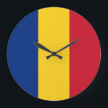 Romania Flag Large Clock<br><div class="desc">Romania Flag</div>