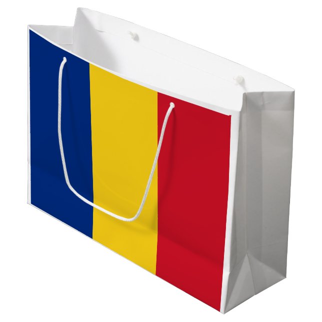 Romania Flag Large Gift Bag (Front Angled)