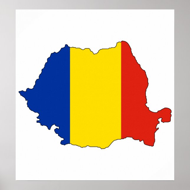 Romania Flag Map full size Poster (Front)