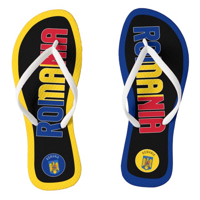Romania Flag Superb Patriotic Jandals (Footbed)