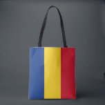 Romania Flag Tote Bag<br><div class="desc">The Romanian flag is a vertical triband. The used colours in the flag are blue, red, yellow. The proportion of the Romanian flag is 2:3. The Flag of Romania was adopted in 1989. The first use of the current flag design was in 1867. The last change to the current Romanian...</div>