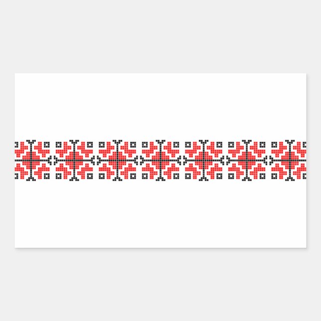 romania folk ethnic floral geometric motif costume rectangular sticker (Front)