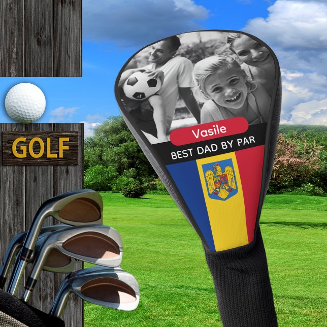 Romania Golf, Best Dad, Romanian Flag, Photo Golf Head Cover (Romania Golf Head Cover / Flag, name)