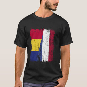 Romania Holland Half Flag Romanian Dutch Heritage T-Shirt