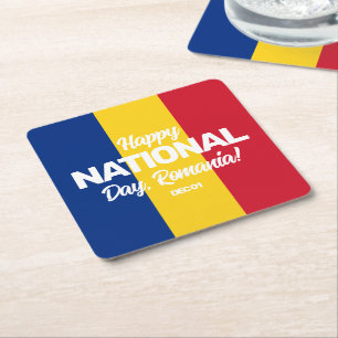 Romania Independence Day Romanian National Flag Square Paper Coaster