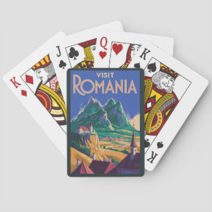 Romania Landscape Illustration Travel Art Vintage Playing Cards