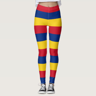 Romania National Flag Colours Horizontal Striped Leggings