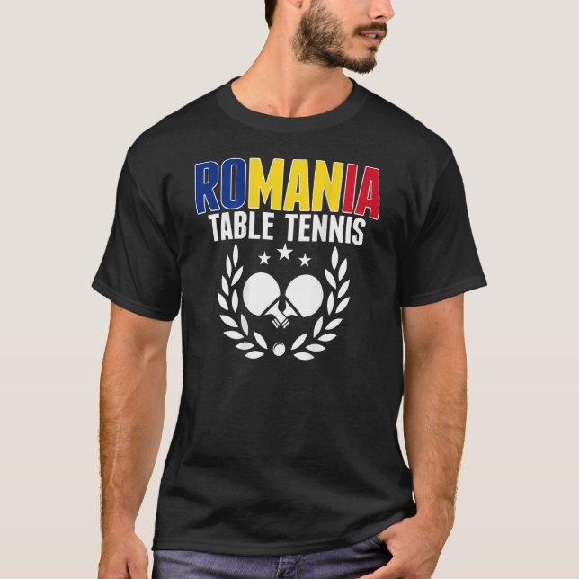 Romania Ping Pong     Romanian Table Tennis Suppor T-Shirt (Front)