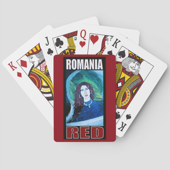 ROMANIA RED PRINT PLAYING CARDS (Back)
