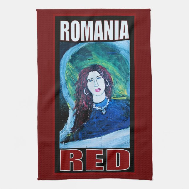 ROMANIA RED TEA TOWEL (Vertical)