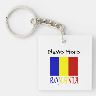 Romania Romanian Flag Black Personalisation  Key Ring