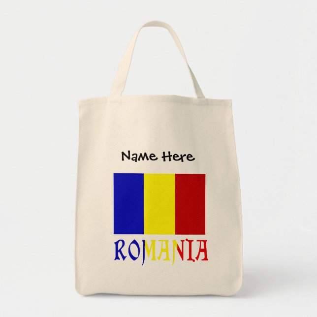 Romania Romanian Flag Black Personalisation  Tote Bag (Front)