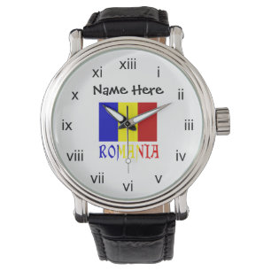 Romania Romanian Flag Black Personalisation Watch