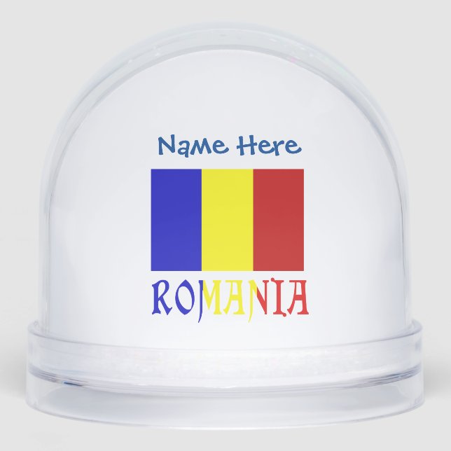 Romania Romanian Flag Blue Personalised  Snowglobe (Front)