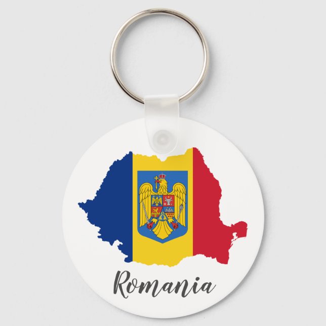 Romania Romanian Flag Map Key Ring (Front)