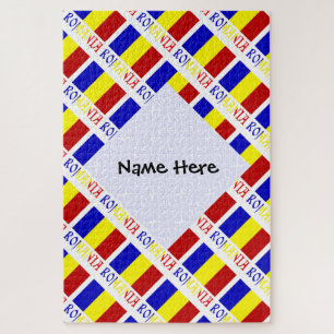 Romania Romanian Flag Titled Black Personalisation Jigsaw Puzzle