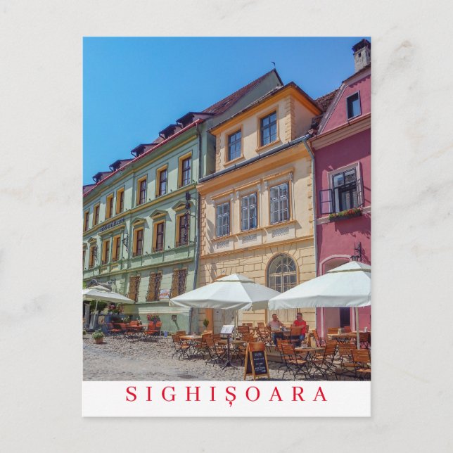 Romania Sighisoara buildings view postcard (Front)