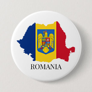 Romania Silhouette, labeled, 7.5 Cm Round Badge