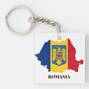 Romania Silhouette, labeled, Key Ring