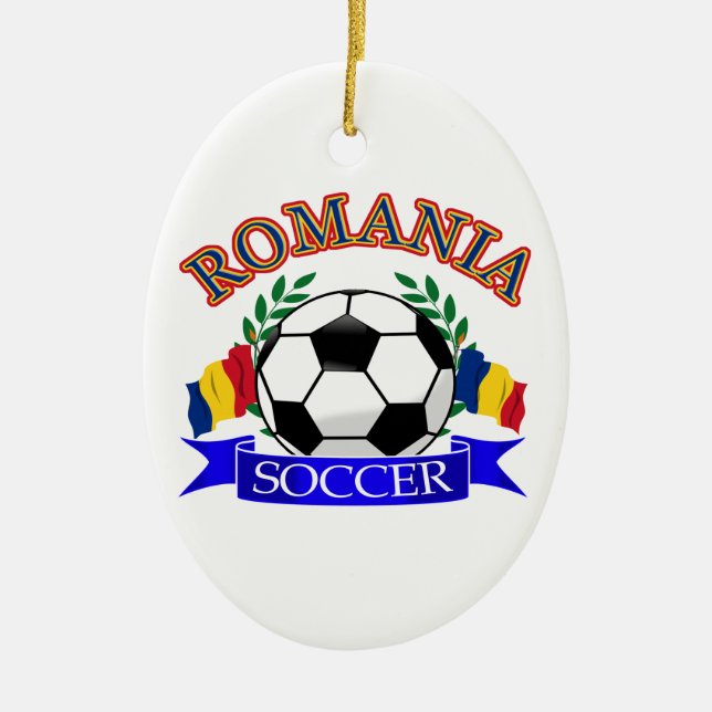 Romania soccer ball designs ceramic tree decoration (Front)