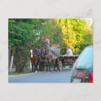 Romania, transport ancient and modern postcard